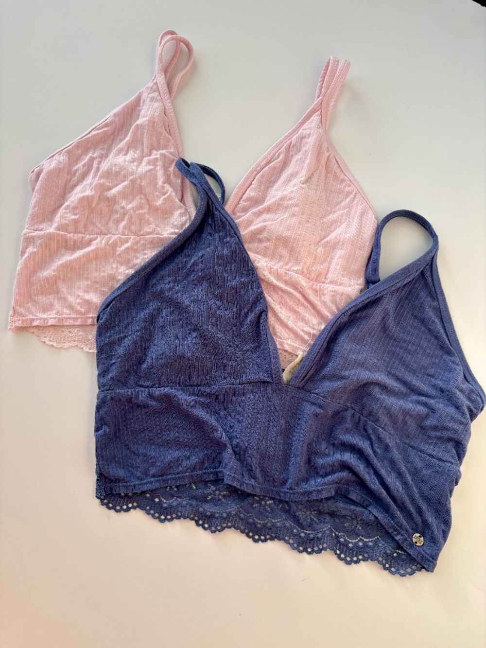 Bundle of 2 Lucky Brand Ribbed Lace Bralettes - Size Large